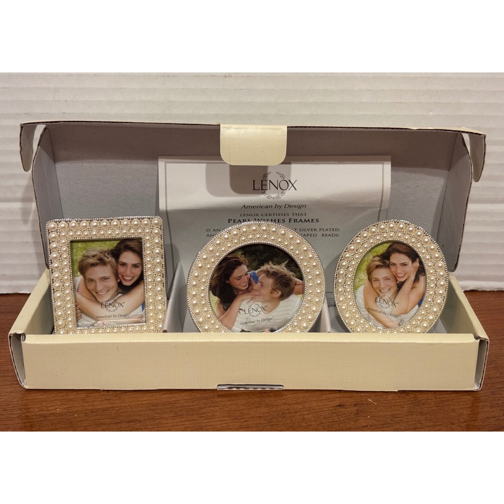Lenox Pearl Wishes Frames Set of 3 Silver Plated Mini Picture Frames 842104